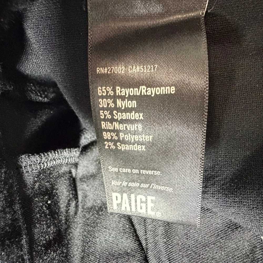Paige Mens Black Jogger Pants Size 34 Rayon Blend Stretch Ribbed Cuff Trousers